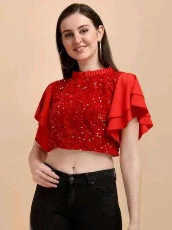 Kalpanafashionn Casual Printed Women Red Top