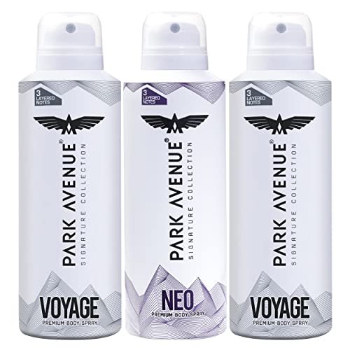 Park Avenue Signature Collection Premium Body Spray For Men, 2 Voyage & 1 Neo Free, Fresh Long Lasting Fragrance (Pack Of 3) 348G/450Ml