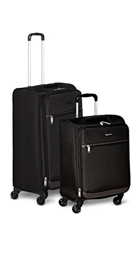 Amazonbasics Set Of 2 (53 Cm + 74 Cm) Black Softsided Trolleys