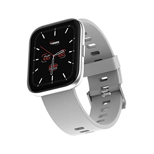 Tagg Verve Max Smartwatch || 1.78” Large Hi-Res Display || 24 Sports Modes, Waterproof || Heart-Rate, Blood Oxygen & Bp Monitor || Live Watch Faces, In-App Gps, Calculator And Games || Silver Grey