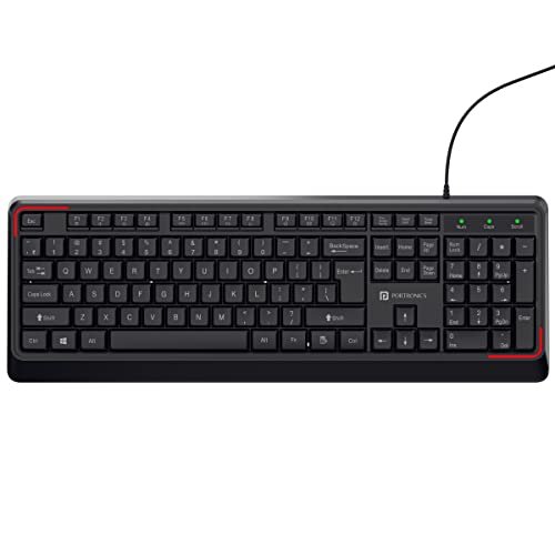 Portronics Ki-Pad Wired Keyboard With Gaming Mode, 104 Keys, 1.5M Cable, Ergonomic Keys, Plug & Play(Black)