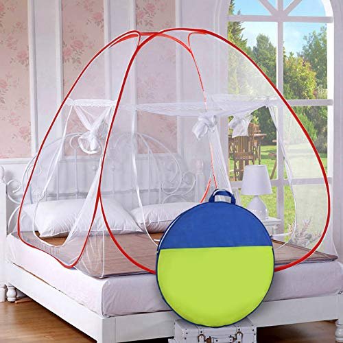 Story@Home Foldable Mosquito Net(King Size/Queen-Xl Size Double Bed) (Purple) 2 Side Zipper Opening In Doors & Out Doors