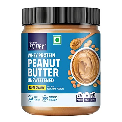 Saffola Fittify Whey Protein Peanut Butter | Unsweetened | Super Creamy | High Protein | No Added Sugar | Diabetic Friendly | Keto Diet | 200G