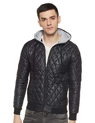 Campus Sutra Men’S Black Solid Vegan Leather Regular Fit Cotton Jacket For Winter Wear Standing Collar Full Sleeve | Zipper | Casual Jacket For Man | Western Stylish Jacket For Men