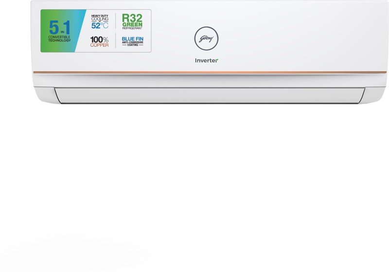 Godrej 5-In-1 Cooling 2023 Model 1 Ton 3 Star Split Inverter I-Sense Technology With Blue Fin Anti Corrosive Coating Ac  – White(Ac 1T Ei 12Tinv3R32-Gwa & Ac 1T Ei 12Tinv3R32-Gwaa, Copper Condenser)