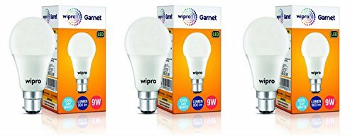 Wipro Garnet Base B22 9-Watt Led Bulb (Cool Day Light) – Pack Of 3