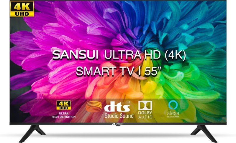 Sansui 140 Cm (55 Inch) Ultra Hd (4K) Led Smart Android Tv With Dolby Audio And Dts (Mystique Black) (2021 Model)(Jsw55Asuhd)
