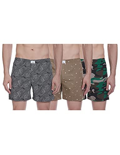 Diverse Men’S Cotton Boxer Shorts (Pack Of 3) (Dcmbs01Sc14L34-265_Multicolor_Large_Black, Brown, Green_L)