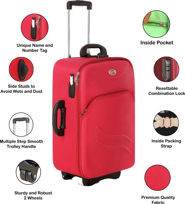 Yours Luggage Expandable Travel Bag With Telescopic Steel Trolley & Number Lock (Smile Series) Check-In Suitcase – 27 Inch