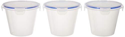 Amazon Brand – Solimo Plastic Kitchen Storage Container Set, 1 Litre, 3-Pieces, Blue