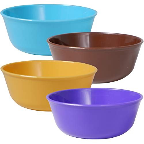 Wonder Sigma 500 Microwave Safe Multipurpose Plastic Bowl Set, 4 Pc Mixing Bowl 450 Ml, Yellow Brown Violet Cyan Color, Made In India, Kbs02098