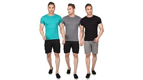 Chromozome Men Regular Fit Tee Os 10_Charcoal Melange,Eco Green,Black_M_Charcoal Melange, Eco Green, Black_M