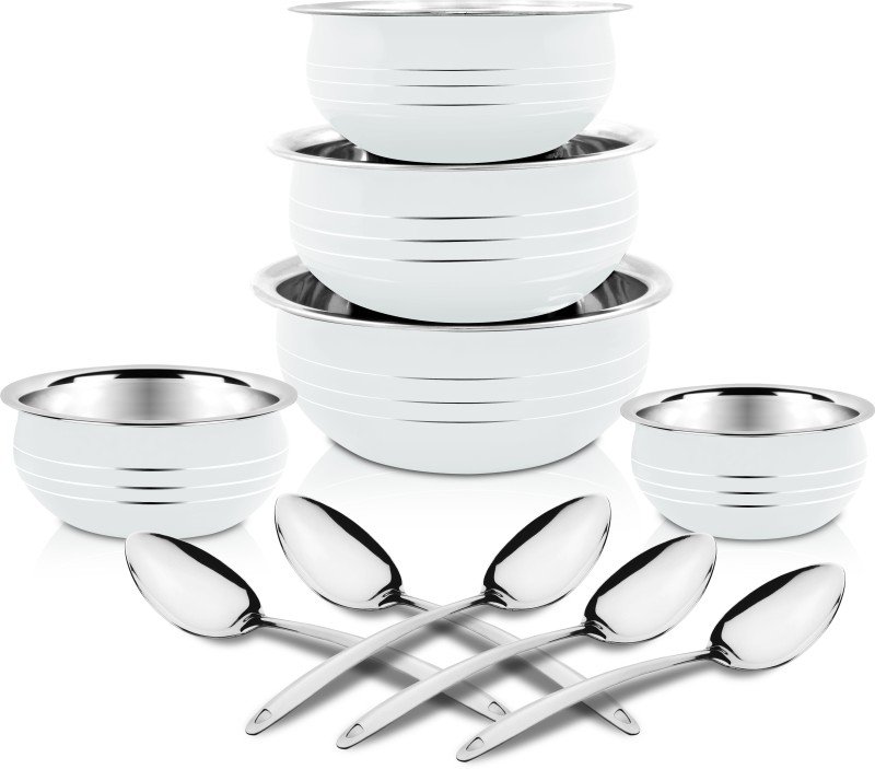 Limetro Steel 3 Pcs(2Ltr, 2.5Ltr, 3Ltr) Gas And Induction Compitable Tope Set With Lid / Induction Bottom Cookware Set(Stainless Steel, 3 – Piece)