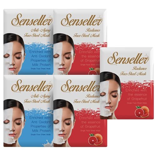 Senseller Radiance-3, And Anti-Ageing-2, Face Sheet Mask – (Pack Of 5)