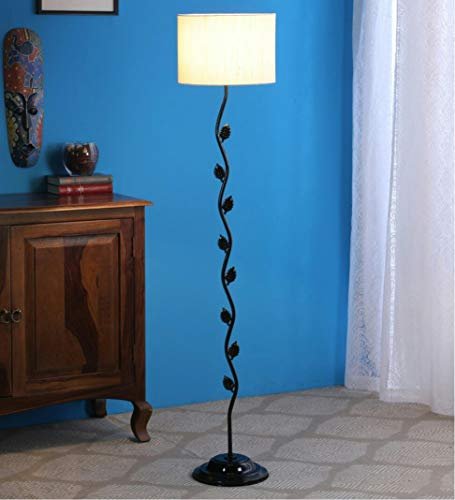 Tu Casa Ntu-04 Off White Cotton Shade Floor Lamp With Metal Base By Tu Casa Holder Type B-22 (Bulb Not Included)
