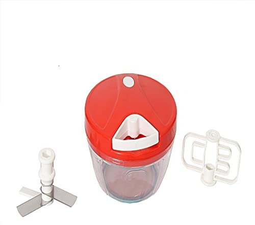 Soleil Handy Mini Plastic Chopper For Vegetables, Fruits, Nuts, Egg Beater, Meat Grinder Hand Mixer Food Processor With Whisker Blade Kitchen Tools (Multicolour With Transparent Bowl)