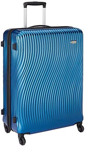 Amazon Brand – Solimo Ripple Hardside Trolley, Blue, 75 Cm