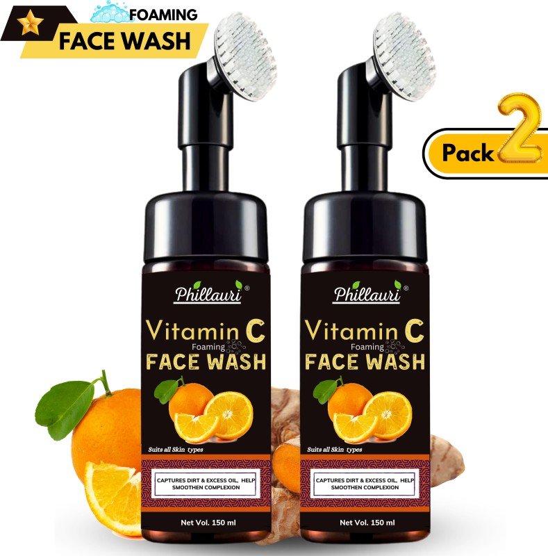 Phillauri Brightening Vitamin C Foaming With Built-In Face Brush For Deep Cleansing Face Wash Face Wash(300 Ml)