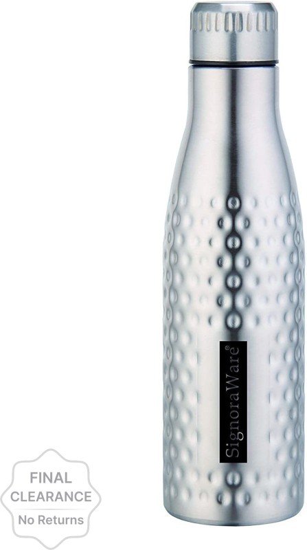Signoraware Stainless Steel Aace Hammered Steel Water Bottle 1000 Ml 1000 Ml Bottle(Pack Of 1, Steel/Chrome, Steel)
