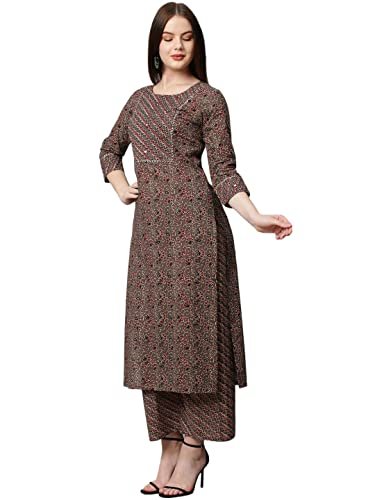 Gosriki Women’S Rayon Straight Printed Kurta With Pant & Dupatta (Bulgeriya Blue_Xl-Go_Blue_X-Large)