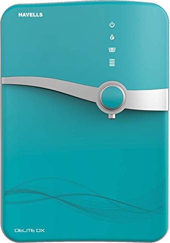 Havells Delite Dx Water Purifier, Triple Protection Tech. (Ro+Uv+Uv Led)|24*7 Tank Sanitization|Copper+Zinc+Ph Balance+Natural Minerals|8 Stage Purification|6.5L Stainless Steel Tank (Green And White)