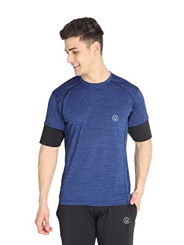 Chkokko Men’S Round Neck Half Sleeves Regular Dry Fit Gym Sports T-Shirt Royal Blue Xxl
