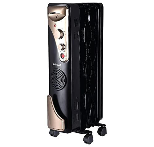 Havells Ofr 5 Wave Fins With Fan 1400 Watt (Black), (Ghrofbxk140)