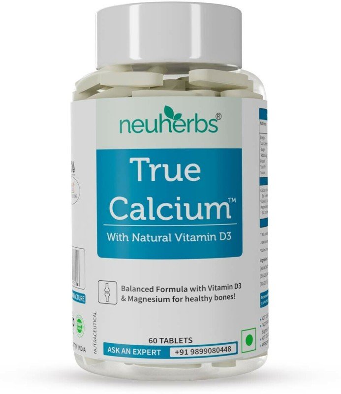 Neuherbs True Calcium Supplement For Men & Women With Vitamin D3, Magnesium, Bone Health(60 Tablets)
