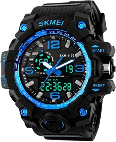 Rustet Analogue – Digital Men’S Watch (Black Dial Black Colored Strap – 1155) (Blue)