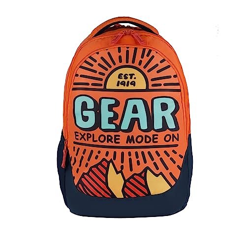 Gear Sunshine Ridge 35 L Water Resistant School Bag/Casual Backpack/Daypack/Travel Backpack/Kids Bag/College Bag For Boys/Girls/Men/Women (Orange-Teal)