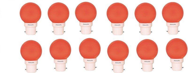 Philips 0.5 W Round B22 Led Bulb(Red, Pack Of 12)