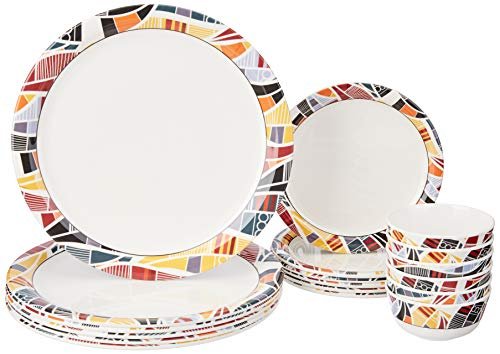 Amazon Brand – Solimo Melamine Dinnerware Set ( White , 18 Pieces)
