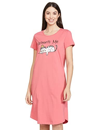 Amazon Brand – Eden & Ivy Women’S Cotton Graphic Print Knee Length Night Gown (Ei/Sw/Cmdr01_Pink_Xl_Pink_Xl)