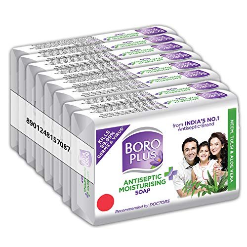 Boroplus Antiseptic And Moisturising Bathing Soap With Aloe Vera, Neem And Tulsi | 99.9% Germ And Virus Protection | For Smooth, Soft & Nourished Skin, 125G (Pack Of 8)