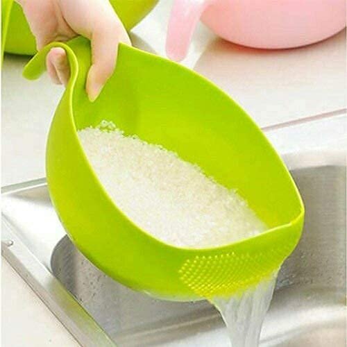 Ddecora Water Strainer Or Washer Bowl For Rice Vegetable & Fruits (Rice Bowl, Pack Of 1, Green, Plastic)