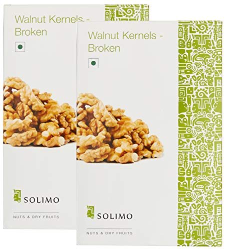 Amazon Brand – Solimo Premium Dried Walnut Kernels – Broken, 2 X 500 G