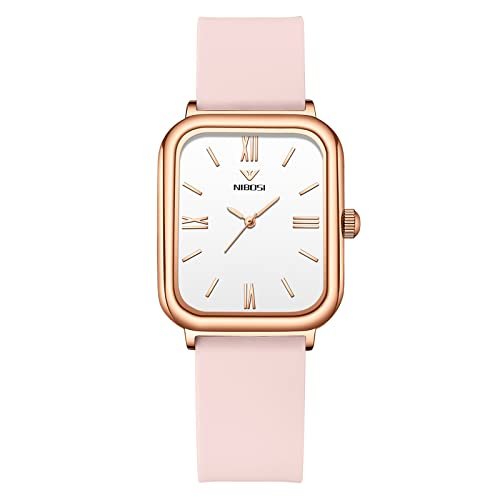 Nibosi Women Watches,Silicone Watch Band Stylish Girlfriend Gift Analog Pink Dial Waterproof Women’S Watches For Girls&Miss&Ladies (White)
