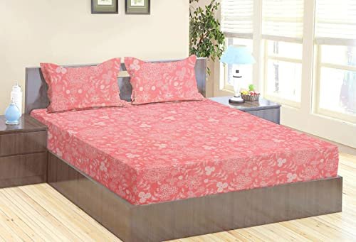 Bsb Home Barbie Edition Designer Printed 150 Gsm Microfiber Double Bedsheet With 2 King Size Pillow Covers(230 X 240 Cm Or 7Ft X 7Ft, Flower Pink)