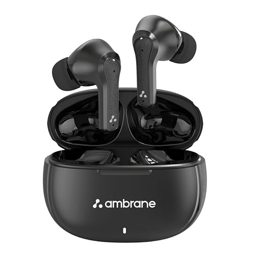 Ambrane True Wireless Earbuds With Enc Clear Calls & High Bass, 31H Playtime, Bluetooth 5.1 Wireless Headphone, Touch Control Tws With 4 Mic, Ipx4 Water Resistance & Voice Assistance (Dots Quad,Black)