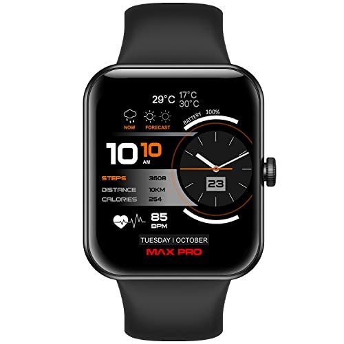 Maxima New Samurai Smartwatch 1.85″, 1St Time Call Accept Feature, Hindi Language Support, 600Nits Brightness, Longer Battery, In-App Gps,100+ Watch Faces, Multisport Modes,Hr/Spo2 (Charcoal Black)
