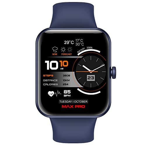 Maxima New Samurai Smartwatch 1.85″, 1St Time Call Accept Feature, Hindi Language Support, 600Nits Brightness, Longer Battery, In-App Gps,100+ Watch Faces, Multisport Modes,Hr/Spo2 (Blue)