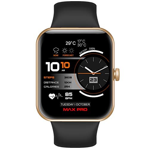 Maxima New Samurai Smartwatch 1.85″, 1St Time Call Accept Feature, Hindi Language Support, 600Nits Brightness, Longer Battery, In-App Gps,100+ Watch Faces, Multisport Modes,Hr/Spo2 (Gold Black)