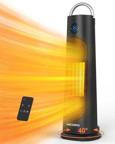 Aexero 2000W Ptc Ceramic Room Heater For Home With Remote, 40° Oscillation, Overheat & Tip-Over Protection, 12H Timer, Electric Heater With 2 Heat Settings (1000W/2000W) For Bedroom Indoor