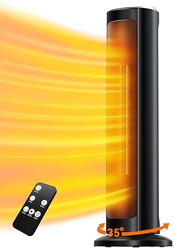 Comfyhome 70Cm 2000/1000 Watts Room Heater For Home W/Remote,12H Timer,Overheat&Tip-Over Protection,Isi Approved,Ptc Ceramic Electric Fan Heater Ideal For Small&Medium Area Up To 270 Sq.Ft,Black