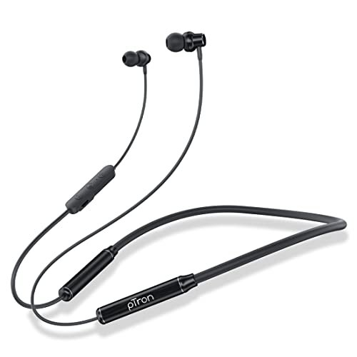Ptron Tangent Urban, 60Hrs Playtime, Enc, Bluetooth 5.3 Earphones, Low Latency Gaming, Punchy Bass, In-Ear Wireless Headphones With Mic, Type-C Fast Charging Neckband, Ipx4 & Voice Assistance (Black)
